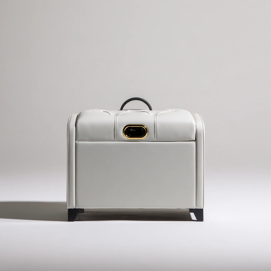 Opbergbank met kunstleren bekleding, kleur beige