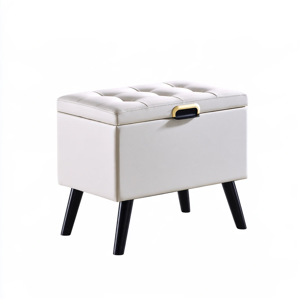 Opbergbank met kunstleren bekleding, kleur beige