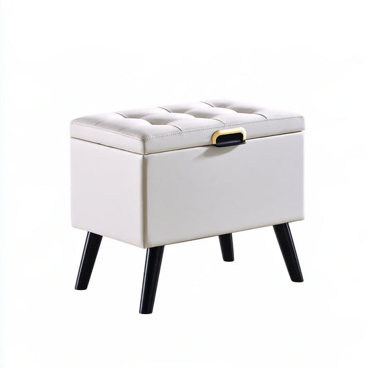 Opbergbank met kunstleren bekleding, kleur beige