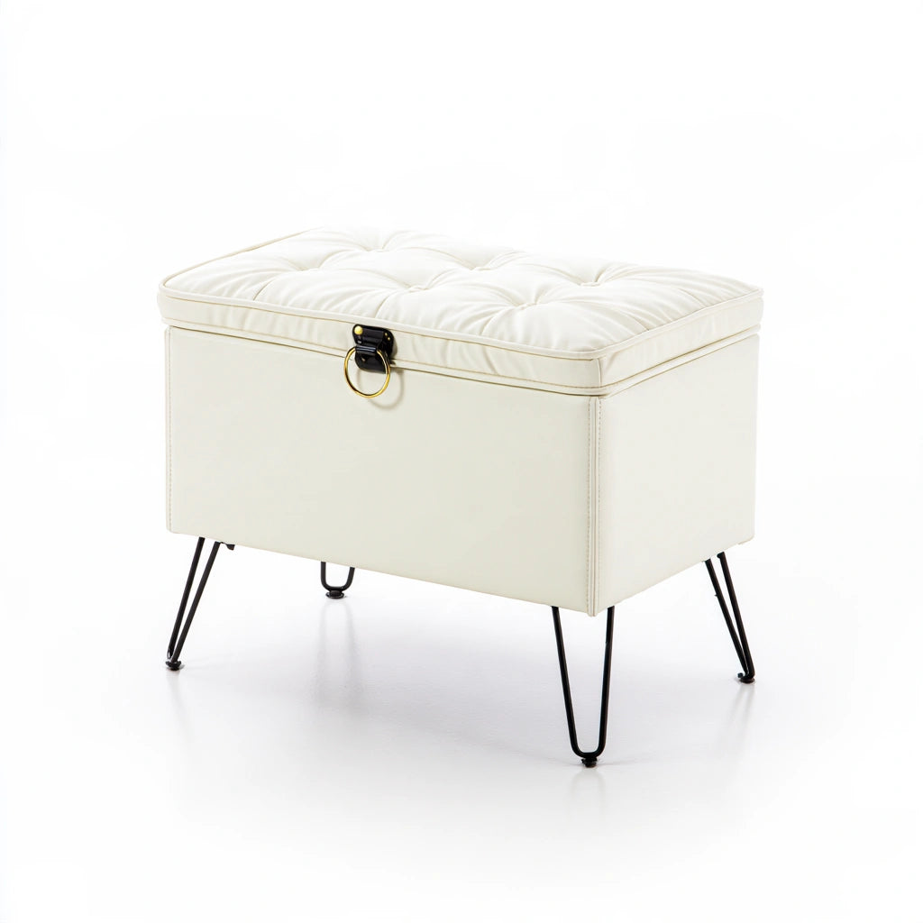 Opbergbank met kunstleren bekleding, kleur beige