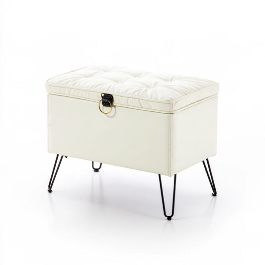Opbergbank met kunstleren bekleding, kleur beige