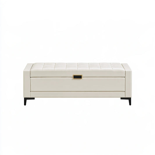 Opbergbank met kunstleren bekleding, kleur beige