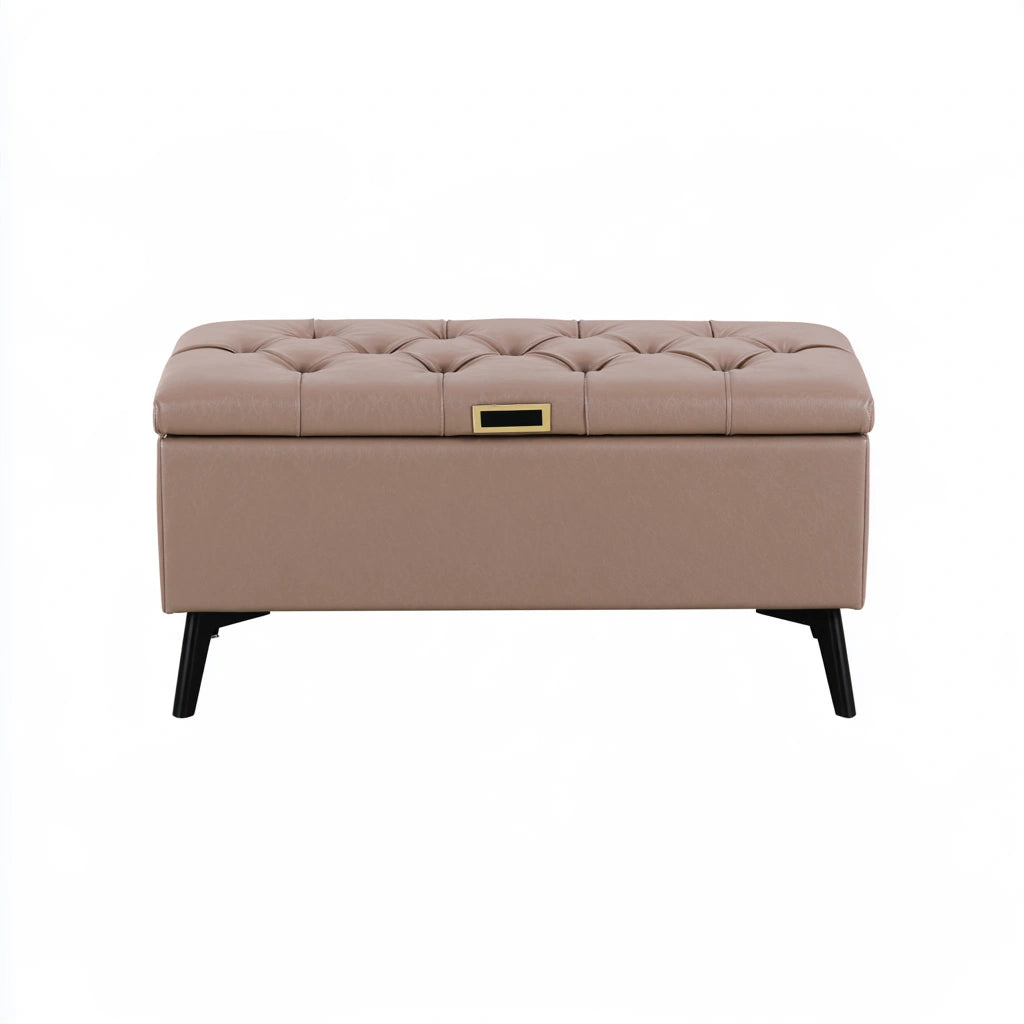 Opbergbank met kunstleren bekleding, kleur beige