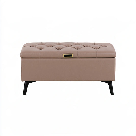 Opbergbank met kunstleren bekleding, kleur beige