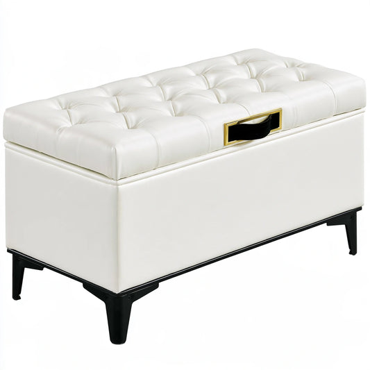 Opbergbank met kunstleren bekleding, kleur beige