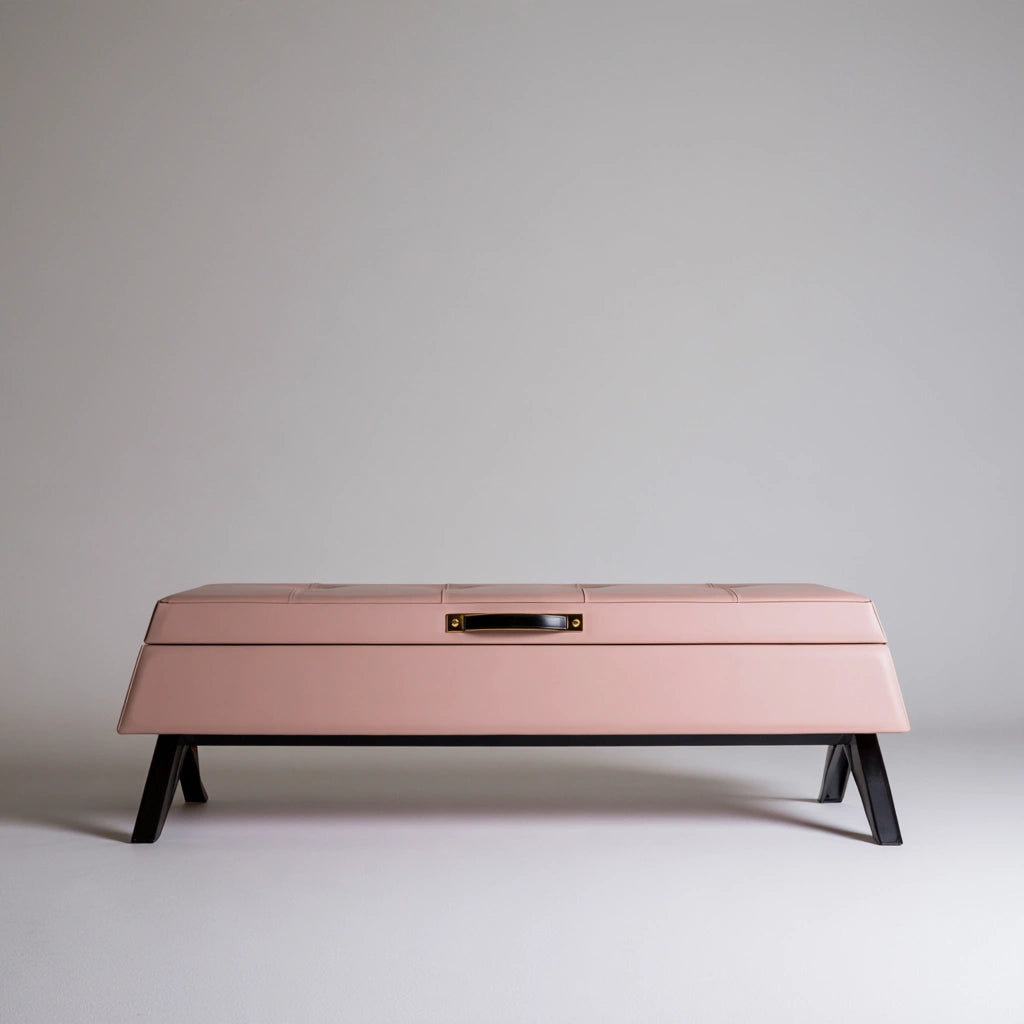 Opbergbank met kunstleren bekleding, kleur beige