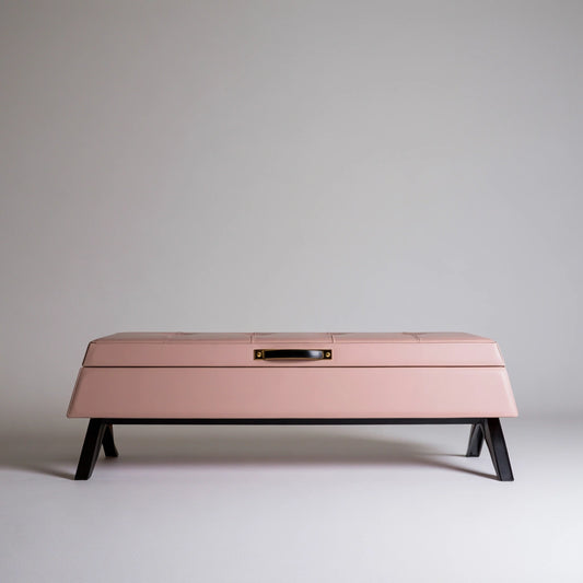 Opbergbank met kunstleren bekleding, kleur beige