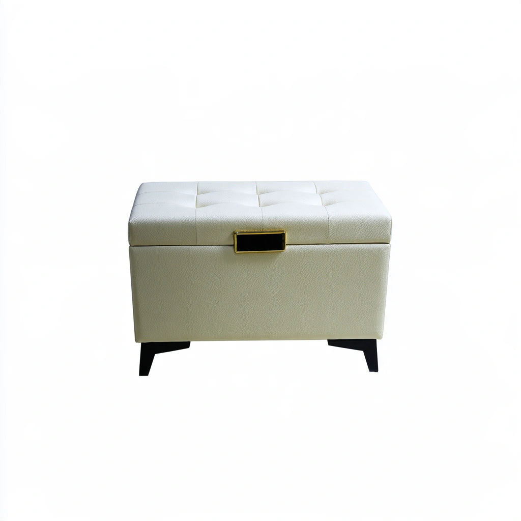 Opbergbank met kunstleren bekleding, kleur beige