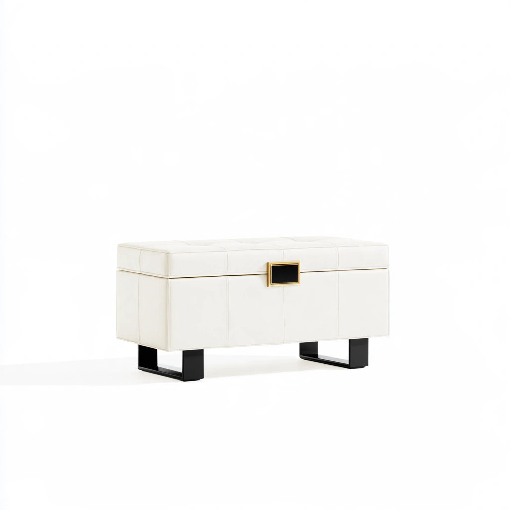 Opbergbank met kunstleren bekleding, kleur beige