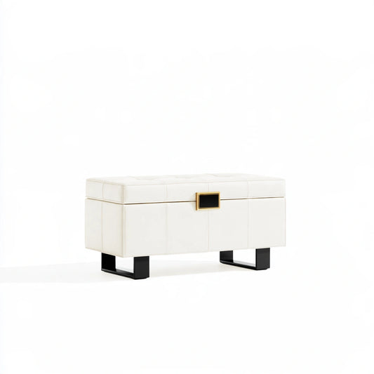 Opbergbank met kunstleren bekleding, kleur beige