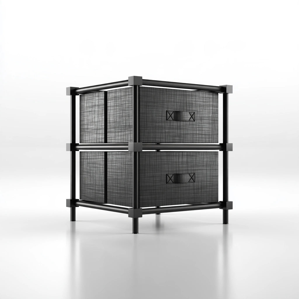 Bureau-organizer met stoffen bekleding, met vier lades, kleur zwart