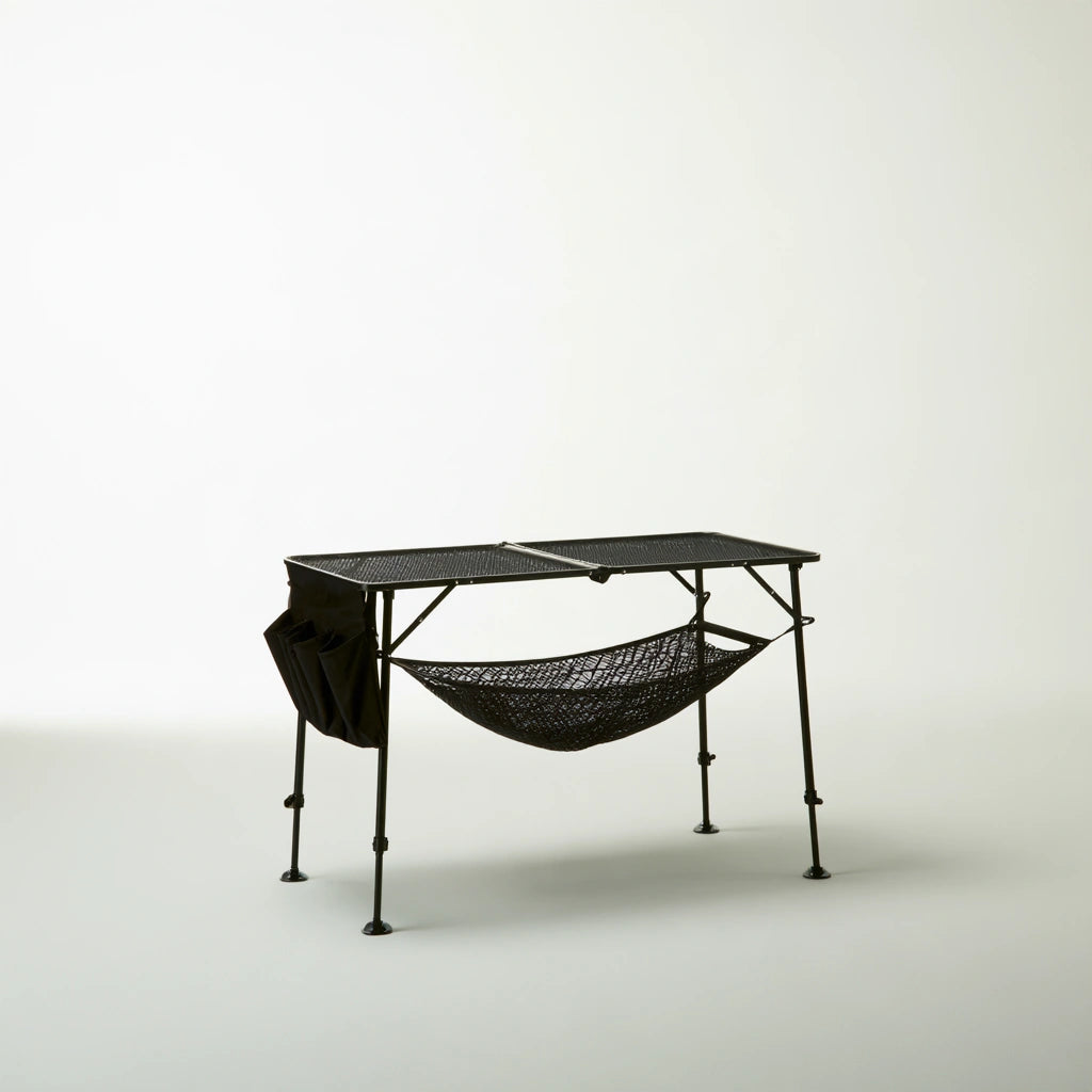 Multifunctionele tafel met ademende netbekleding, inklapbaar, kleur zwart