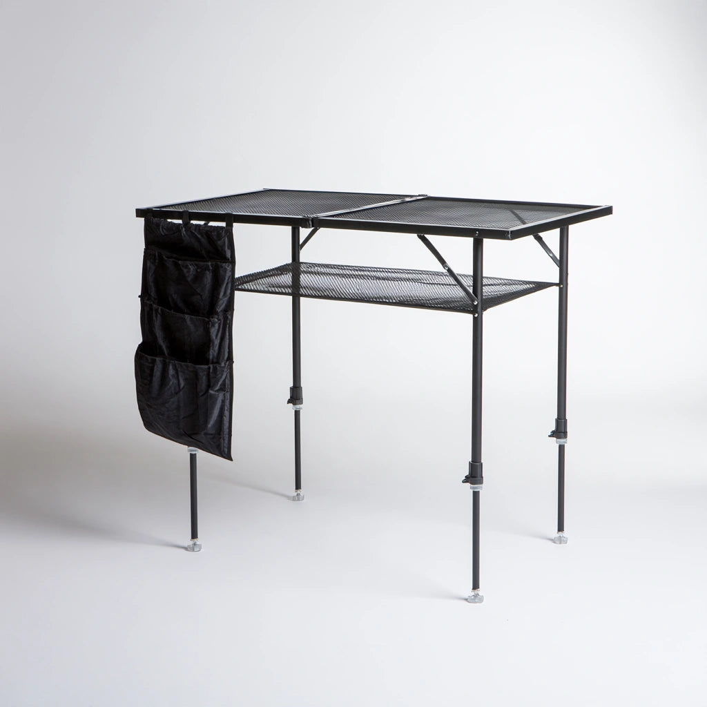 Multifunctionele tafel met ademende netbekleding, inklapbaar, kleur zwart