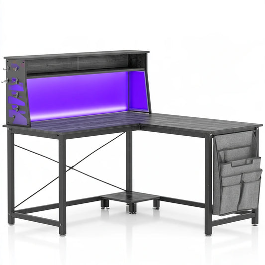 Hoekbureau met twee niveaus, kleur zwart